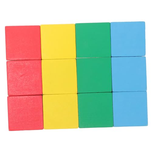 Gatuida 12 Stück Teiliges Bunter Kleiner Bauklötze aus Buchenholz Farbiges DIY holzbausatz für Kreatives Holzbaustein Rot Gelb Blau Grün von Gatuida