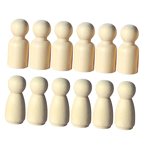 Gatuida 12 Stück Teiliges DIY Miniatur Holzfiguren Bastel Zubehör für Szenenlayout und Dekoration Bemalbare Puppenmodelle Leicht Langlebig für Kreative Projekte von Gatuida