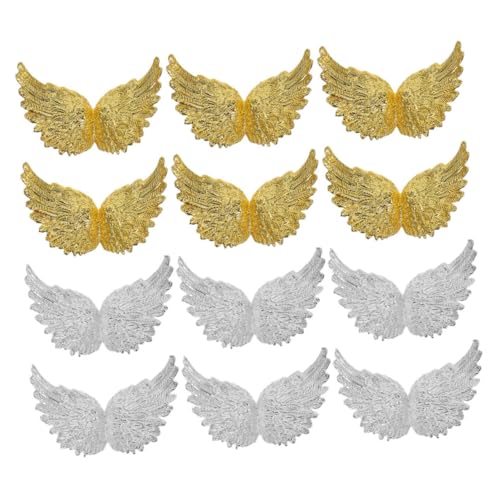 Gatuida 12 Stück Teiliges Engel Flügel Kuchen Deko Mini Kreative DIY Dekoration aus Kunststoff für Geburtstagsfeiern Hochzeiten und Festlichkeiten Gold Silber von Gatuida