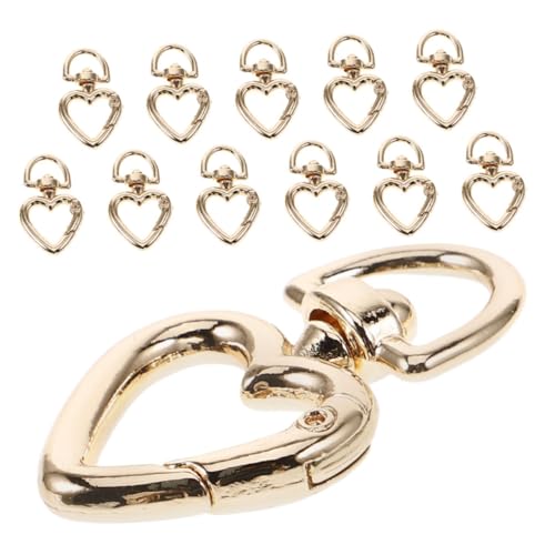 Gatuida 12 Stück Teiliges Herz Karabiner Schlüsselanhänger Clips Vielseitige DIY Schlüsselringe und Taschenzubehör Kleine Goldfarbene Federhaken für Einfache Befestigung und Dekorative von Gatuida