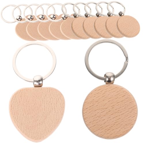 Gatuida 12 Stück Teiliges Holz Schlüsselanhänger Glatte Blanko Holzrohlinge für DIY Gravur Leichte Holzanhänger für Geschenke Taschen Kofferanhänger Vielseitige Bastelmaterialien von Gatuida