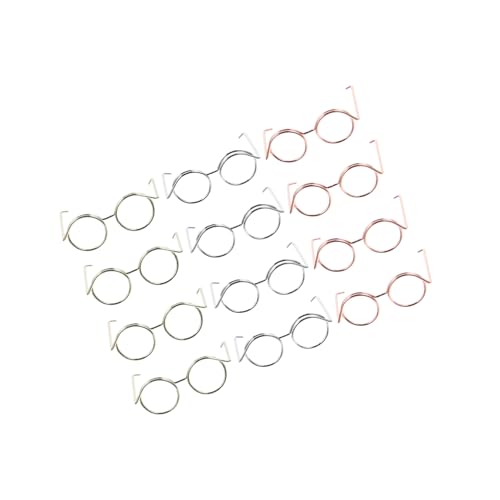 Gatuida 12 Stück Teiliges Puppenbrillen Kupferdraht ohne Gläser Mini Brillen für Puppen Dekoration Robust und Vielseitig für Rollenspiele und DIY in Roségold Silber Gold von Gatuida