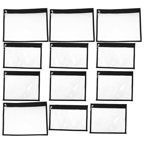 Gatuida 12 Stück durchsichtige Reißverschlusstaschen: Wasserdichte Umschläge, Taschen, Ordner, PVC-Aufbewahrungstasche, Dokumentenmappe, Make-up-Etui für Reisebürobedarf von Gatuida