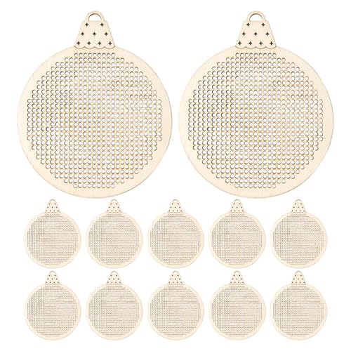 Gatuida 12-teiliges Weihnachts-Kreuzstich-Set aus Holz: – Weihnachts-Nähplatte für DIY-Stickereien – Runde Kreuzstich-Holztafel Gatuida 12-teiliges Weihnachts-Kreuzstich-Set aus Holz: – Weihnachts-Nähplatte für DIY-Stickereien – Runde Kreuzstich-Holztafel von Gatuida