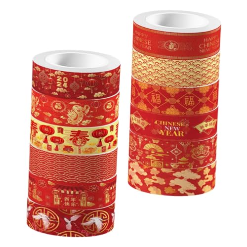 Gatuida 12Rollen Washi Tape für DIY Dekorative Klebebänder mit Drachenmotiv für Scrapbooking Journaling und Kreative Bastelprojekte für Chinesische Neujahr von Gatuida