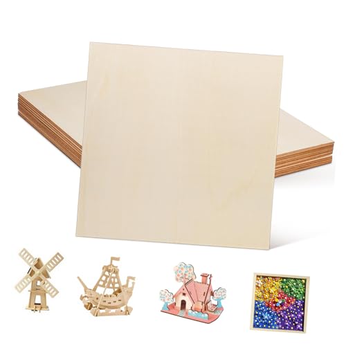 Gatuida 12Stücke Blanko Holzplatten zum Basteln Unlackierte Quadratische Holzstücke für DIY Projekte Dekoration und Mehr Vielseitig Einsetzbar von Gatuida