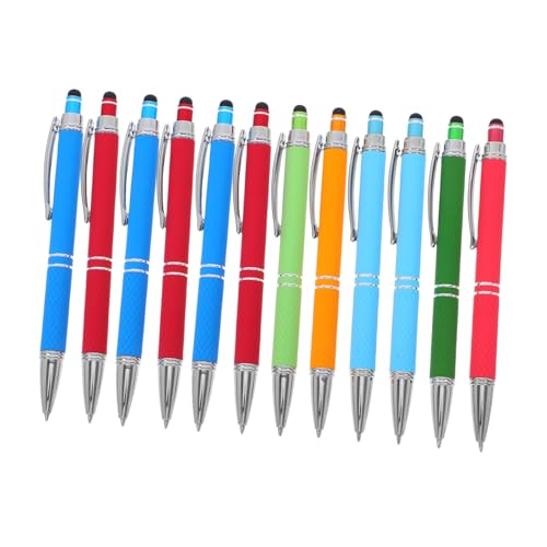 Gatuida 12Stücke Kugelschreiber mit Stylus Spitze Metall Schreibstifte für Büro Schule und Notizen Einziehbar Ergonomisch Funktionalität für Touchscreen von Gatuida