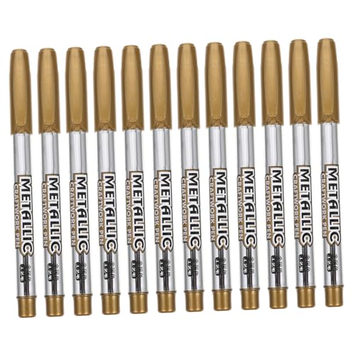 Gatuida 12Stücke Metallische Marker Stifte Farbmarkierungen für Journaling Kritzeln und Malen für Künstler Studenten und Kreative Projekte Goldene Farbe Hohe Gatuida 12Stücke Metallische Marker Stifte Farbmarkierungen für Journaling Kritzeln und Malen für Künstler Studenten und Kreative Projekte Goldene Farbe Hohe von Gatuida