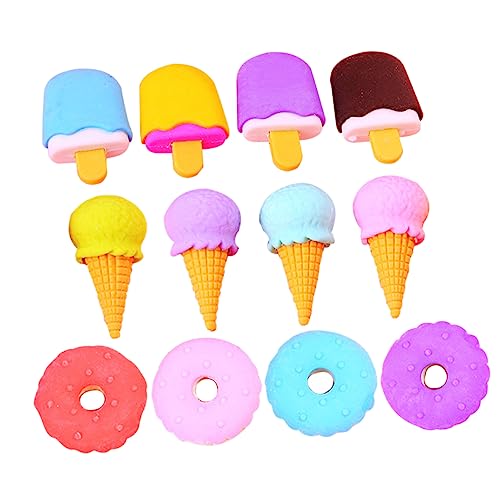 Gatuida 12Stücke Teiliges Bunter Dessert Radiergummis für Mini Radierer im Eiscreme Design für Schule Büro und Kreative Projekte von Gatuida