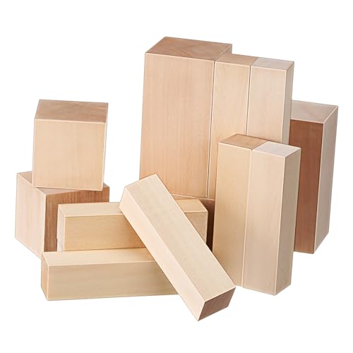 Gatuida 13 Stück Teiliges Basswood Schnitzmaterial Weiche Lindenholz Blöcke zum Schnitzen Vielseitige Holzblöcke für Kunsthandwerk DIY Projekte Feinporiges Material für Kreative von Gatuida
