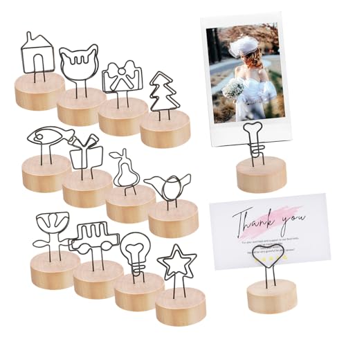 Gatuida 13Stücke Holz Foto Display mit Clips Tischkartenhalter für Hochzeiten Vielseitig Einsetzbar Stabiler Memo Halter für Dekoration und Präsentation von Bildern und Notizen von Gatuida