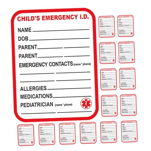 Gatuida 15 Stück Teiliges Notfall Medizin Informationsset Sicherheitsaufkleber mit Klaren Feldern und Leuchtend Roter Farbe für kindersitz und Gepäck Einfach Anzubringen und Sichtbar Gatuida 15 Stück Teiliges Notfall Medizin Informationsset Sicherheitsaufkleber mit Klaren Feldern und Leuchtend Roter Farbe für kindersitz und Gepäck Einfach Anzubringen und Sichtbar von Gatuida