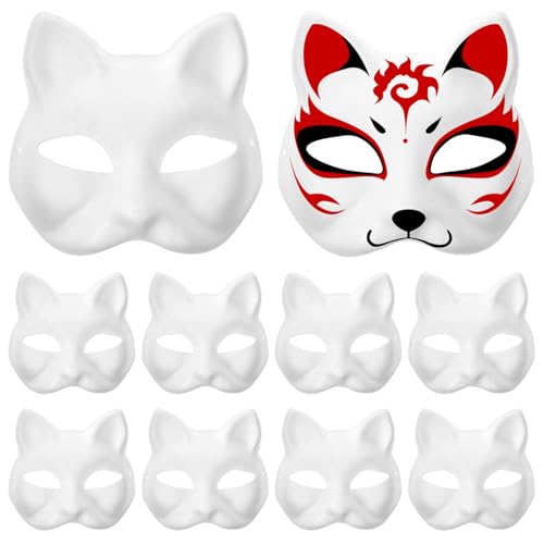 Gatuida 15 Stück Unbemalte Maskerade-Maske Diy-Fuchs-Maske Therian Weißes Papier Leere Katzenmasken Für Maskerade-Kostüm Cosplay-Party von Gatuida