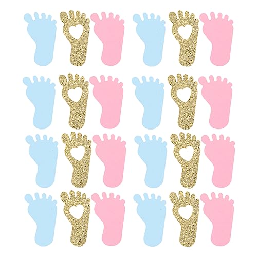 Gatuida 150 Stück Babyfüße Konfetti Bunte Glänzende Tischdeko für Babyparty Gender Reveal und Geburtstagsfeier von Gatuida