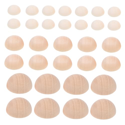 Gatuida 150 Stück Halbrunde Unbehandelte Holzperlen Glatte Oberfläche Langlebige DIY bastelmaterialien für Kreative Schmuck Kunstprojekte Naturbelassene Holzhalbkugeln von Gatuida