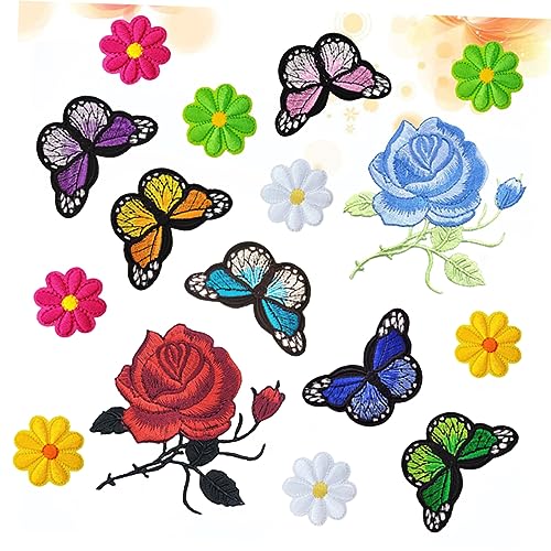 Gatuida 16 Stck Teiliges Bunter Blumen Patches zum Aufbügeln Gestickte Rosen Applikationen für Jeans Hüte Taschen und DIY Projekte Einfach zu Verwenden und Langlebig von Gatuida