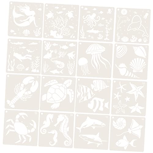 Gatuida 16 Stück Teiliges Schablonenset für Unterwasserwelt DIY Malvorlagen für Wandgestaltung Scrapbooking und Kreative Bastelprojekte von Gatuida