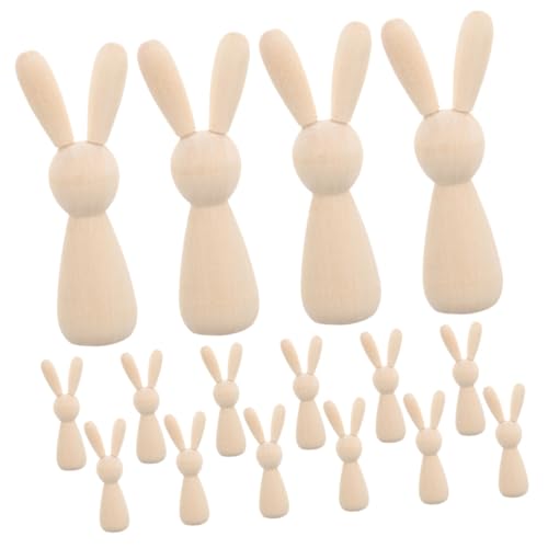 Gatuida 16 Stück Teiliges Unbemalter Holz hasenfiguren aus Robustem Naturholz DIY Tischdekorationen zum Bemalen und Gestalten Kompakte für Party Wohnaccessoires Langlebig und Vielseitig von Gatuida