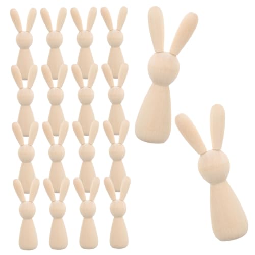 Gatuida 16 Stück Teiliges Unvollendete Holz hasenfiguren aus Naturbelassenem Holz Handliche Glatte Holzfiguren zum Bemalen und Dekorieren Sichere Bastelaccessoires für Kreative von Gatuida