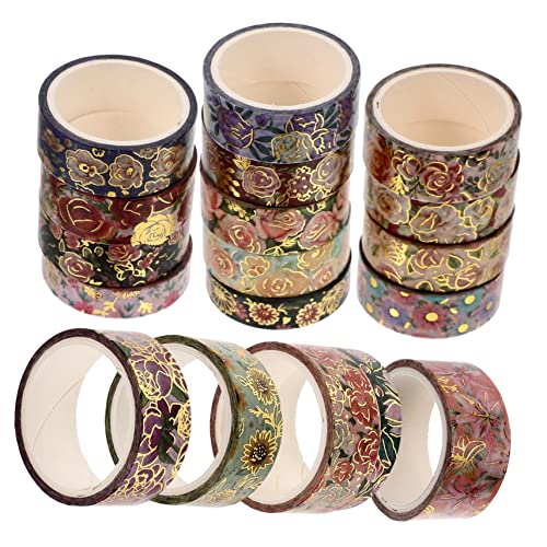 Gatuida 18 Rollen Washi-tape Aufkleber Blumen- Dekorativ Papier Klebeband Blumenbänder Klebstoff Uv Schrottbuch Dekoration Farbig Washi-gold-stempelband Sammelklebeband Japanisches Papier von Gatuida