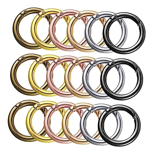 Gatuida 18 Stück Metall Feder Schnallen Ringe Runde Karabiner Clips für DIY Schlüsselanhänger Taschen und Handwerksprojekte Leicht und Praktisch für Lederarbeiten und Schmuckgestaltung von Gatuida