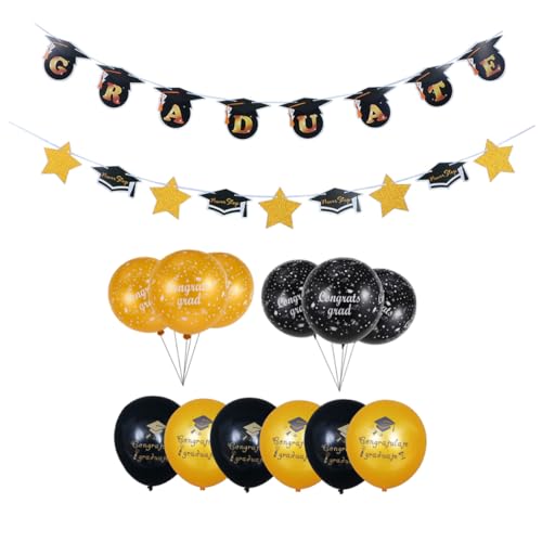Gatuida 1Satz Abschlussfeier Luftballons Set Teiliges Dekorationsset Mit Schwarzen Und Goldenen Abschlussballons Sowie Bannern Für Graduierungsfeier Für Erinnerungsfotos Gatuida 1Satz Abschlussfeier Luftballons Set Teiliges Dekorationsset Mit Schwarzen Und Goldenen Abschlussballons Sowie Bannern Für Graduierungsfeier Für Erinnerungsfotos von Gatuida