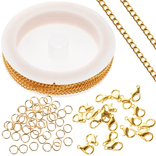 Gatuida 1Satz Kettenzubehör mit Hummerverschlüssen Offenen Ringen und DIY Gliederketten für Armband und Halskettenherstellung Goldfarbe von Gatuida