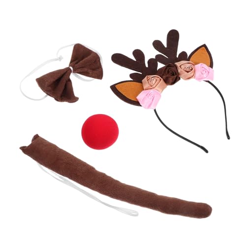 Gatuida 1Satz Teiliges mit Geweih Stirnband Roter Nase und Fliege für Weihnachtsfeiern und Halloween Cosplay Gatuida 1Satz Teiliges mit Geweih Stirnband Roter Nase und Fliege für Weihnachtsfeiern und Halloween Cosplay von Gatuida