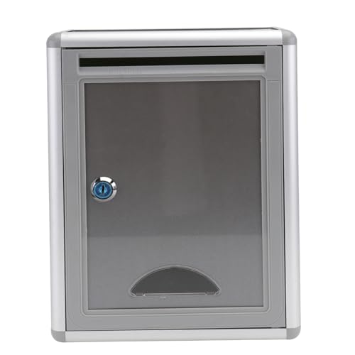 Gatuida 1Stück Wandmontierte Vorschlagsbox aus Aluminiumlegierung mit Schloss Silbergraue Feedback Box für Beschwerden und Anregungen Robuste und Sichere Wahlurne für Büro von Gatuida