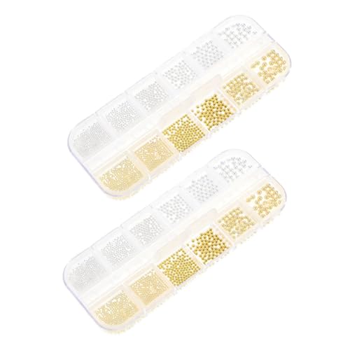 Gatuida 2 Boxen Manicure Dekoration Boxen Stahlperlen Nagel Schmuck Gold Silber Caviar Studs Mix Fach Organizer DIY Nail Art Verzierungen für Kreative Nagelgestaltung von Gatuida