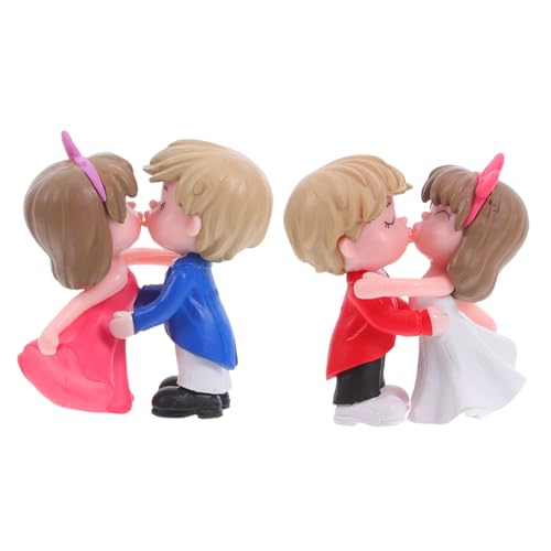 Gatuida 2 Paare Kreative Tortendekoration Teiliges aus Kunststoff für Hochzeit Valentinstag Niedliche Kussfiguren als Kuchenaufsatz und Fotodeko von Gatuida