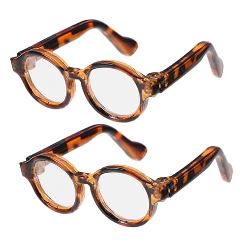 Gatuida 2 Paare Puppe Mini-Brille Puppenbrillen Kostümzubehör für Minipuppen Brille für Puppe kleine Brille stylische Puppensonnenbrille Puppe Requisiten Plastik Leopard von Gatuida