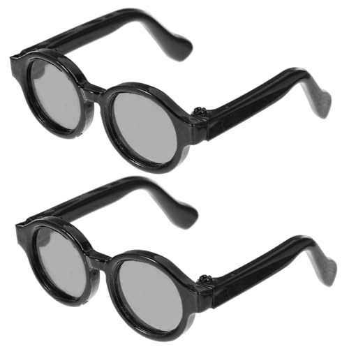 Gatuida 2 Paare Puppe Mini-Brille kleine Brille Puppenbrille Ankleiden Kostümzubehör für Minipuppen Brille für Puppe Gläser Miniaturpuppen- dekorative Glasdekore Plastik Black von Gatuida