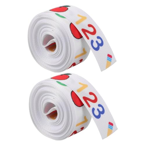 Gatuida 2 Rollen Back To School Ripsband Breit Langlebiges Grosgrain und Satinband mit Schulmotiven Wie Bleistift und Lineal Vielseitig für Geschenkverpackung Haaraccessoires DIY von Gatuida