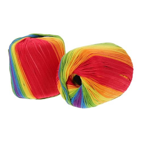 Gatuida 2 Rollen Baumwollgarn für Häkeln und Stricken Feine Verarbeitung Reißfestes Hautfreundliches DIY Häkelgarn in Regenbogenfarben Vielseitig für Handarbeit und Bastelprojekte von Gatuida