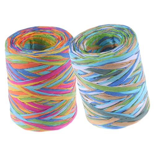 Gatuida 2 Rollen Bunte Raffiabänder für DIY Bastelprojekte Farben für Geschenkverpackungen Hochzeiten und Kreative Bastelideen Langlebig und Vielseitig Einsetzbar von Gatuida