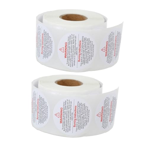 Gatuida 2 Rollen Candle Jar Safety Decals Warnaufkleber für Kerzengläser und Behälter Leicht Anzubringen Kompakt und Vielseitig für Kerzencontainer Geeignet von Gatuida