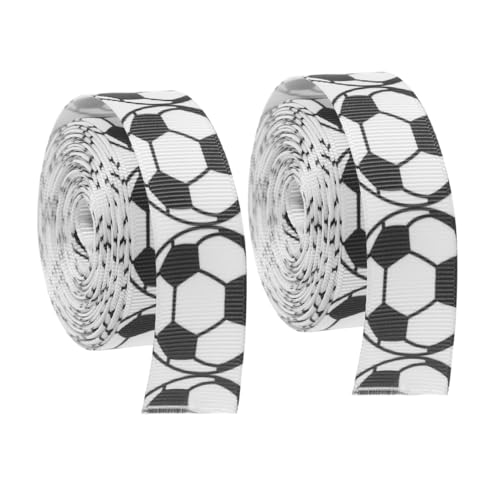 Gatuida 2 Rollen Fußball Geschenkband Breit Robustes Stoffband für Geschenkverpackung Partydekoration Basteln Vielseitiges Fußball Dekoband von Gatuida