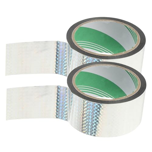 Gatuida 2 Rollen Reflektierendes Geschenkband Prism Tape für DIY Dekoration Basteln Scrapbooking Geschenkverpackung Silber Kariert Vielseitig Einsetzbar von Gatuida