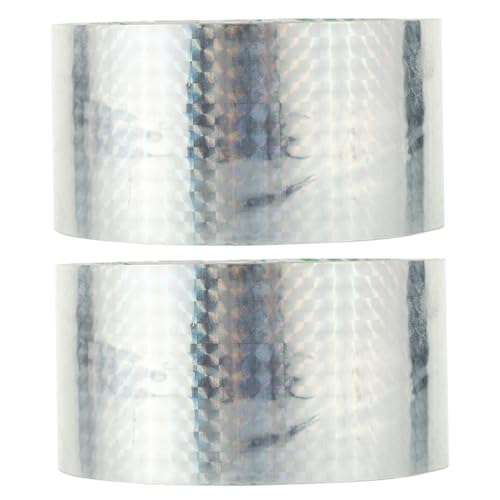 Gatuida 2 Rollen Reflektierendes Prisma Packband Silber Kariert Vielseitiges DIY Geschenkband für Verpackung Dekoration und Bastelprojekte von Gatuida