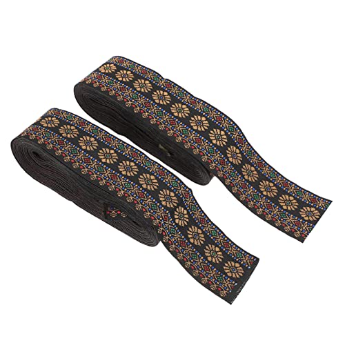 Gatuida 2 Rollen Vintage Ethno Jacquard Spitzenband mit Floralem Muster Langlebiges DIY Bastelband für Kleidung Kreative Nähzubehör Vielseitig Zuschneidbar und Praktisch für Handarbeiten von Gatuida