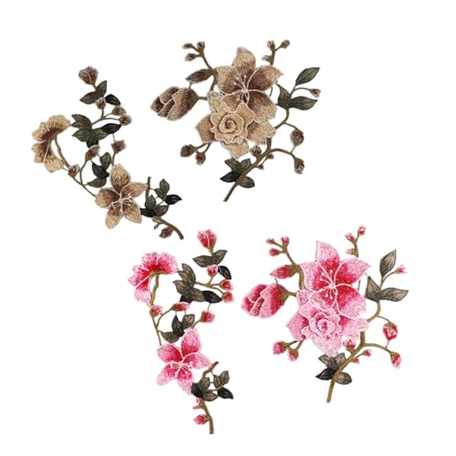 Gatuida 2 Sätze Jeans Patches Blumenapplikationen zum Aufnähen und Aufbügeln Bestickte Spitzen Stoffflicken in Braun und Langlebige Reparaturflicken für Kleidung und Accessoires DIY von Gatuida