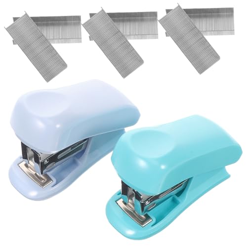 Gatuida 2 Sätze Mini Metallhefter in Blau und Grün Kompakte Handhefter mit Robustem Heavy Duty Mechanismus Praktisches Büro und Schulheftgerät für Schnelles Heften Am Schreibtisch von Gatuida