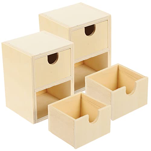 Gatuida 2 Stck Unlackierte Holzschubladen für DIY Bastelset mit Schichten für Kreative Projekte Verbesserung der Fantasie und Fingerfertigkeit von Gatuida