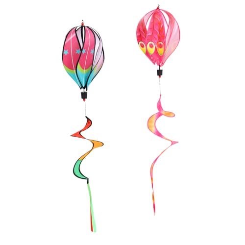 Gatuida 2 Stück Bunte Heißluftballon Windspiele aus Drehbare Gartenhänger für Party und Festdekoration Wetterfeste Winddrehspiralen mit Farbenfrohem Design für Draußen von Gatuida