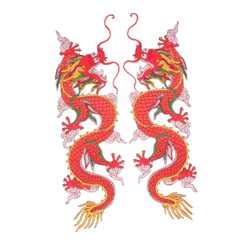 Gatuida 2 Stück Drachen Aufnäher Rote Diy Dragon Patch für Kleidung Hüte Taschen Jeans Einfache Anwendung für Reparatur und Dekoration von Gatuida