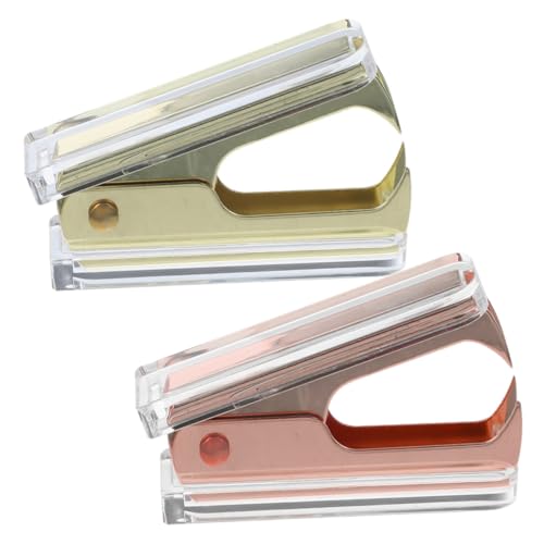 Gatuida 2 Stück Ergonomischer Heftklammerentferner aus Stabilem Material Komfortabler Griff Einfaches und Schnelles Entfernen von Heftklammern Büro Werkzeug Acryl Gold Roségold von Gatuida