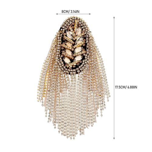 Gatuida 2 Stück Goldfarbene Metall Schulterklappen mit Strasssteinen und Modischen Quasten Elegante Epauletten für Damen Vielseitiges Kostüm Modezubehör für Kleidung und DIY veredelung von Gatuida