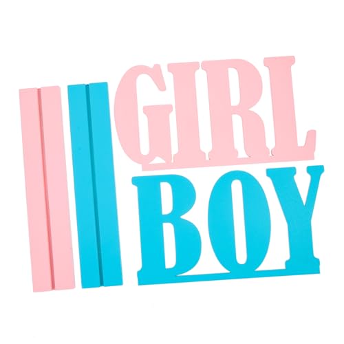 Gatuida 2 Stück Holz Gender Reveal Dekoration Teilig Party Tischornamente Neutrale Babyparty Deko für Jungen Mädchen Festliche Rustikal von Gatuida