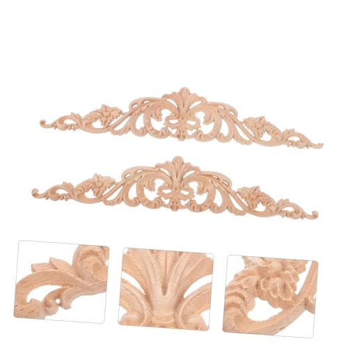 Gatuida 2 Stück Holzgeschnitzte Möbelverzierung Unlackiert Vintage Stil DIY Cabinet Onlay Ecke Khaki für Schrank Tür Wand Dekoration von Gatuida